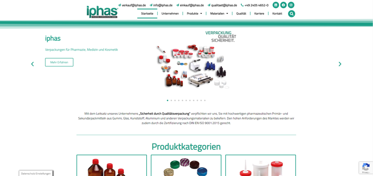 Website screenshot: iphas.de